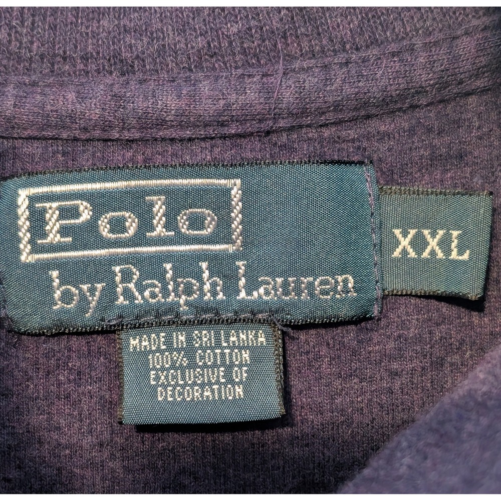 Polo Ralph Lauren Mens XXL Purple 1/4 Zip Cotton Pullover Sweater Pony Logo NICE - Picture 5 of 6